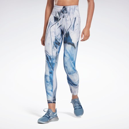 Reebok Lux Bold High-Waisted Liquid Abyss Print Tights Blå | SAHFC-9432