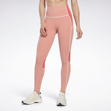 Reebok Lux High-Waisted Colorblock Tights Korall | OXNCB-5790