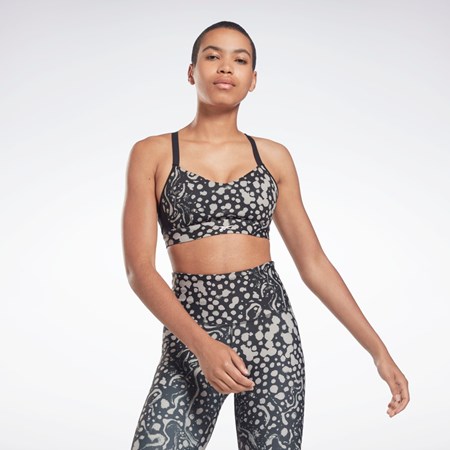 Reebok Lux Snörade Modern Safari Print Sports Bra Svarta | GCPIY-5816