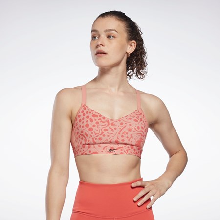 Reebok Lux Snörade Modern Safari Print Sports Bra Korall | ZCFYH-9680