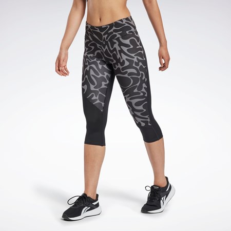 Reebok Löpar Printed Capri Tights Svarta | HOBRS-0479