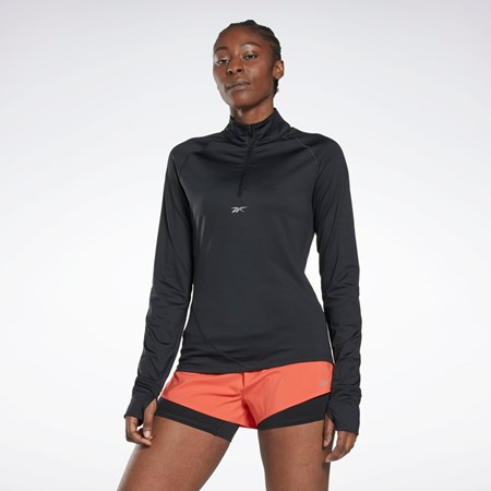 Reebok Löpar Quarter-Zip Sweatshirt Svarta | GPOMU-2803