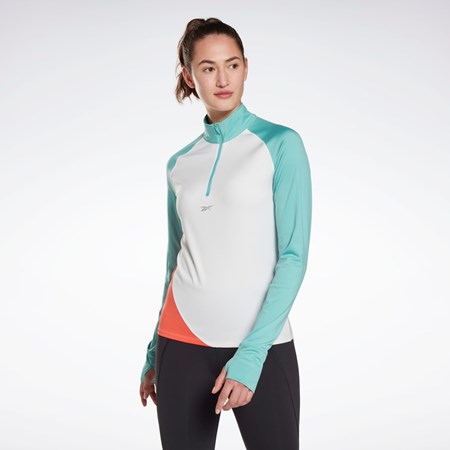 Reebok Löpar Quarter-Zip Sweatshirt Vita | FAJSE-9713