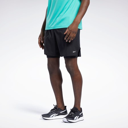 Reebok Löpar Two-in-One Shorts Svarta | LKRTZ-3725