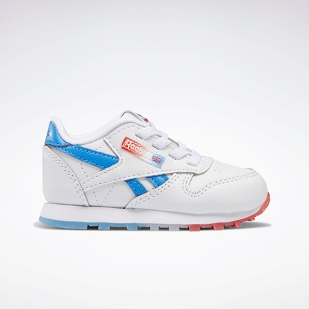 Reebok Popsicle Classic Leather Shoes - Toddler Vita Blå Röda | UIGVP-4923