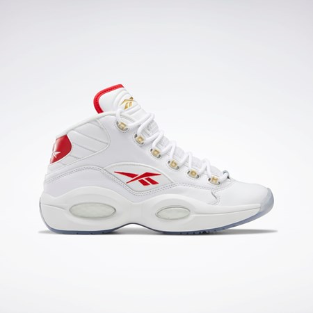 Reebok Question Mid Basketball Shoes Vita Vita Röda | XTMVJ-2079