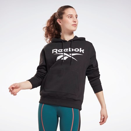 Reebok Reebok Identity Logo Fleece Pullover Hoodie Svarta | WSPNO-3601