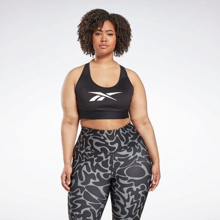 Reebok Reebok Lux Vector Racer Sports Bra (Plus Size) Svarta | IBKVM-5286