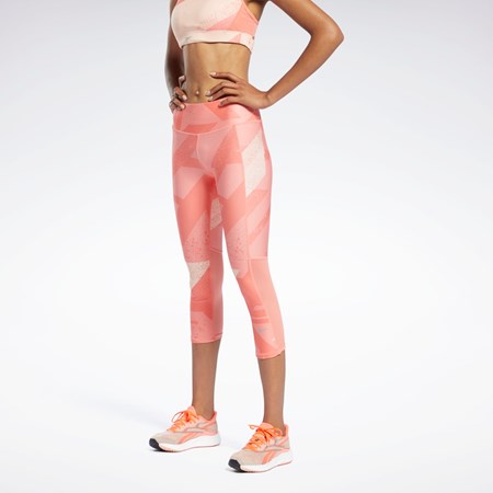 Reebok Run Essentials Allover Print 3/4 Leggings Korall | NSAJR-5386