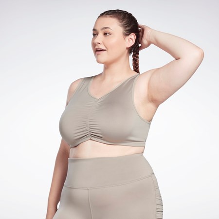 Reebok Studio Ruched Cropped Tank Top (Plus Size) Grå | MQWZK-2968