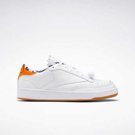 Reebok THE FLINTSTONES Club C Shoes Vita Svarta Orange | HSKBX-8216