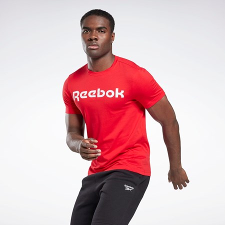 Reebok Tryck Series Linear Logo Tee Röda | UZTSA-2586