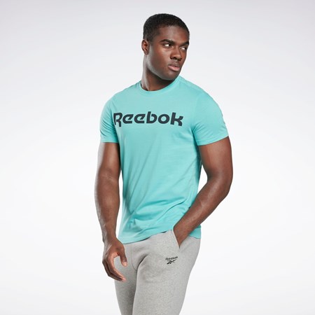 Reebok Tryck Series Linear Logo Tee Semi Classic Teal | NQOKP-1657