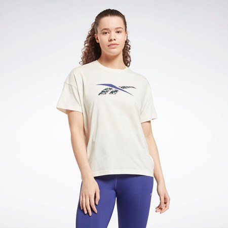 Reebok Tränings Essentials Modern Safari Tryck Tee Vita | AKWHI-1259