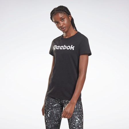 Reebok Tränings Essentials Tryck Tee Svarta Vita | DYIRJ-5863