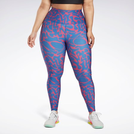 Reebok Workout Ready Printed Leggings (Plus Size) Rosa | XNCUT-7816