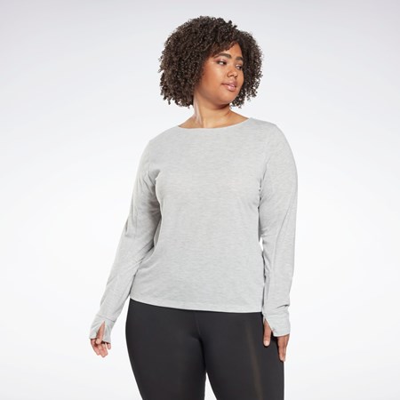 Reebok Workout Ready Supremium Long Sleeve T-Shirt (Plus Size) Ljusgrå | HNZSW-7901