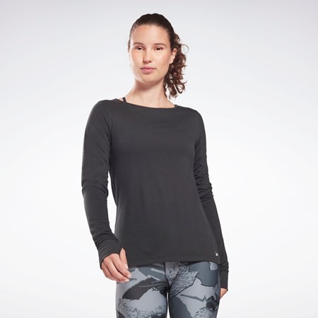 Reebok Workout Ready Supremium Long Sleeve T-Shirt Svarta | WMBEL-1546