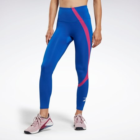 Reebok Workout Ready Vector Leggings Blå | EKROJ-9806