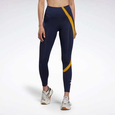 Reebok Workout Ready Vector Leggings Marinblå | XQMNW-2340