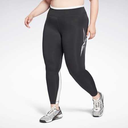 Reebok Workout Ready Vector Leggings (Plus Size) Svarta | UHKGF-5780